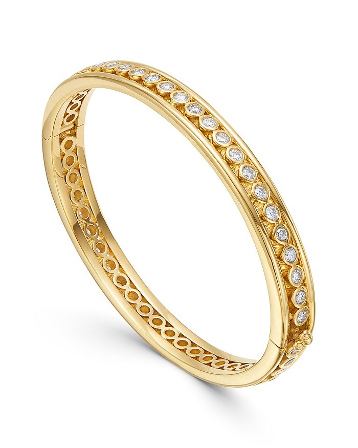Shop Temple St Clair 18k Yellow Gold Celestial Diamond Eternity Bangle Bracelet In White/gold