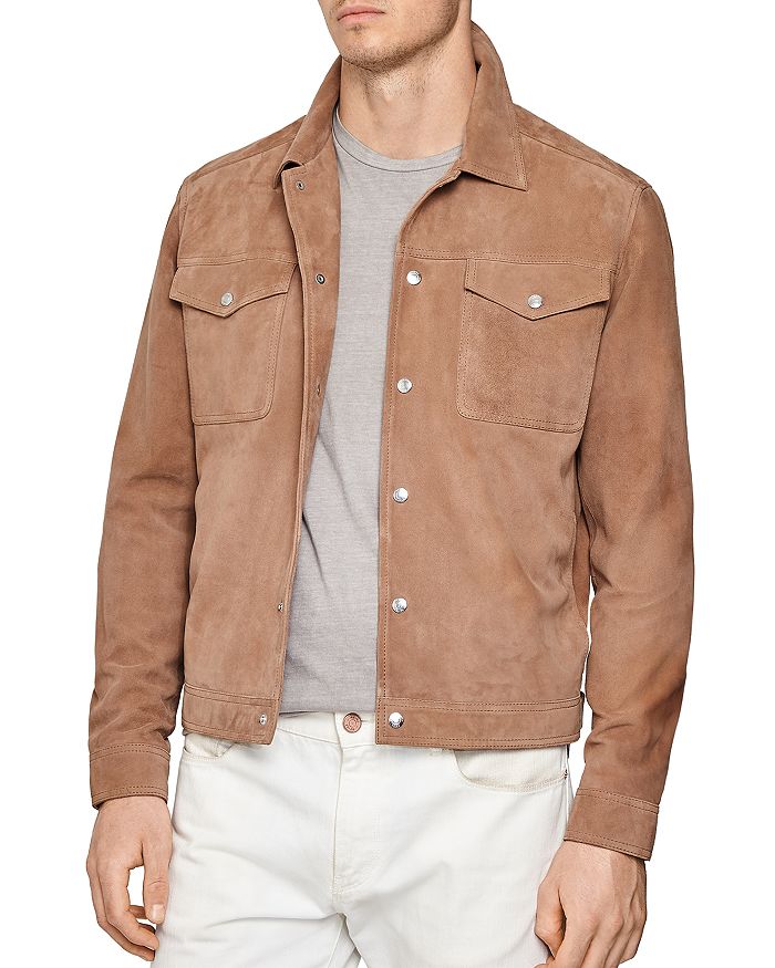 REISS JAGGER SUEDE REGULAR FIT TRUCKER JACKET,13503003