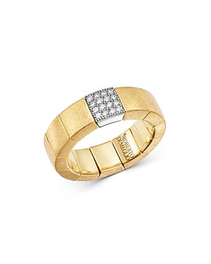 18K Yellow & White Gold Scacco Stretch Ring with Diamond Station
