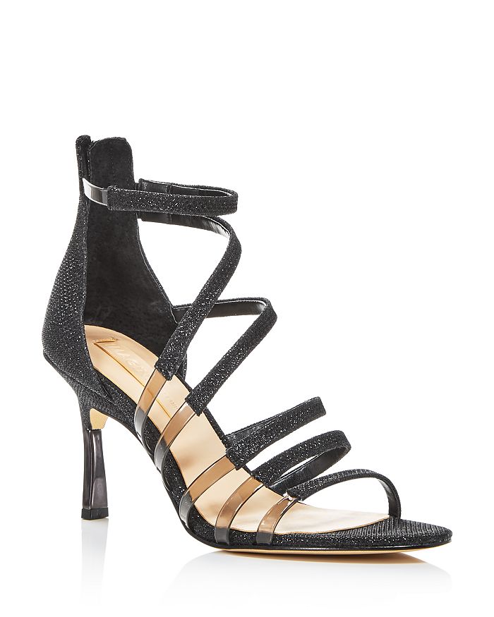 Imagine Vince Camuto Women's Roselle Glitter Strappy High-heel Sandals In Black