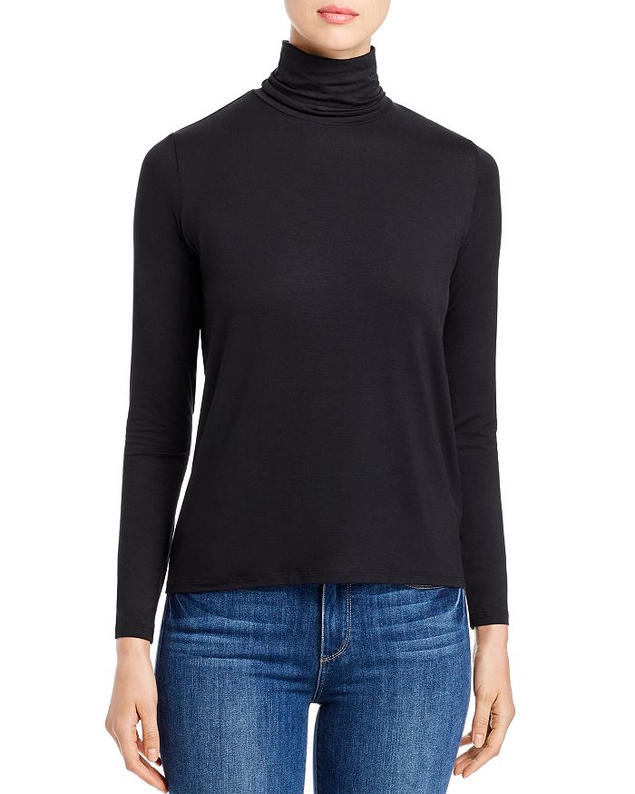 Majestic French Terry Turtleneck Top In Noir