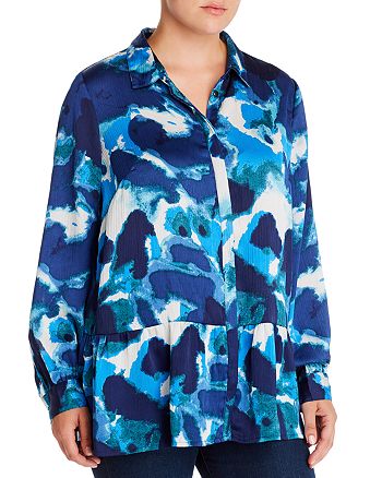 Junarose Plus Alinea Printed Flutter Hem Blouse Bloomingdale S