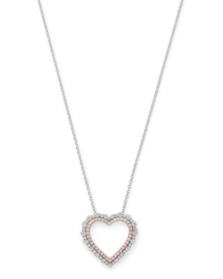 Bloomingdale's Diamond Heart Pendant Necklace In 14K White & Rose Gold ...