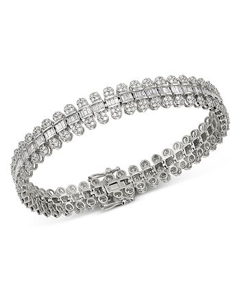 Bloomingdale's Round & Baguette Diamond Statement Bracelet in 14K White ...