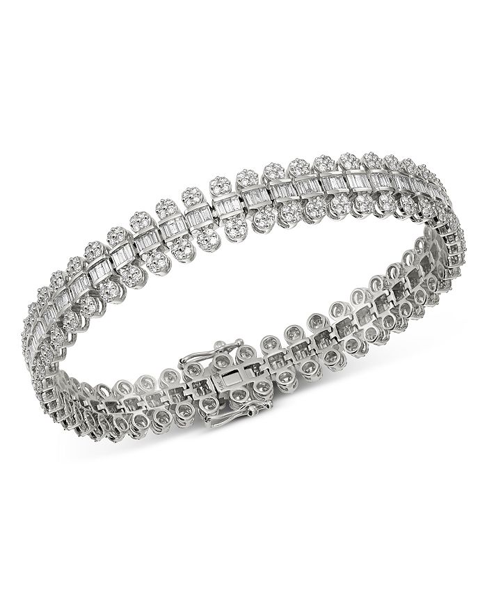 Bloomingdale's Round & Baguette Diamond Statement Bracelet In 14k White Gold, 5.0 Ct. T.w. - 100% Exclusive