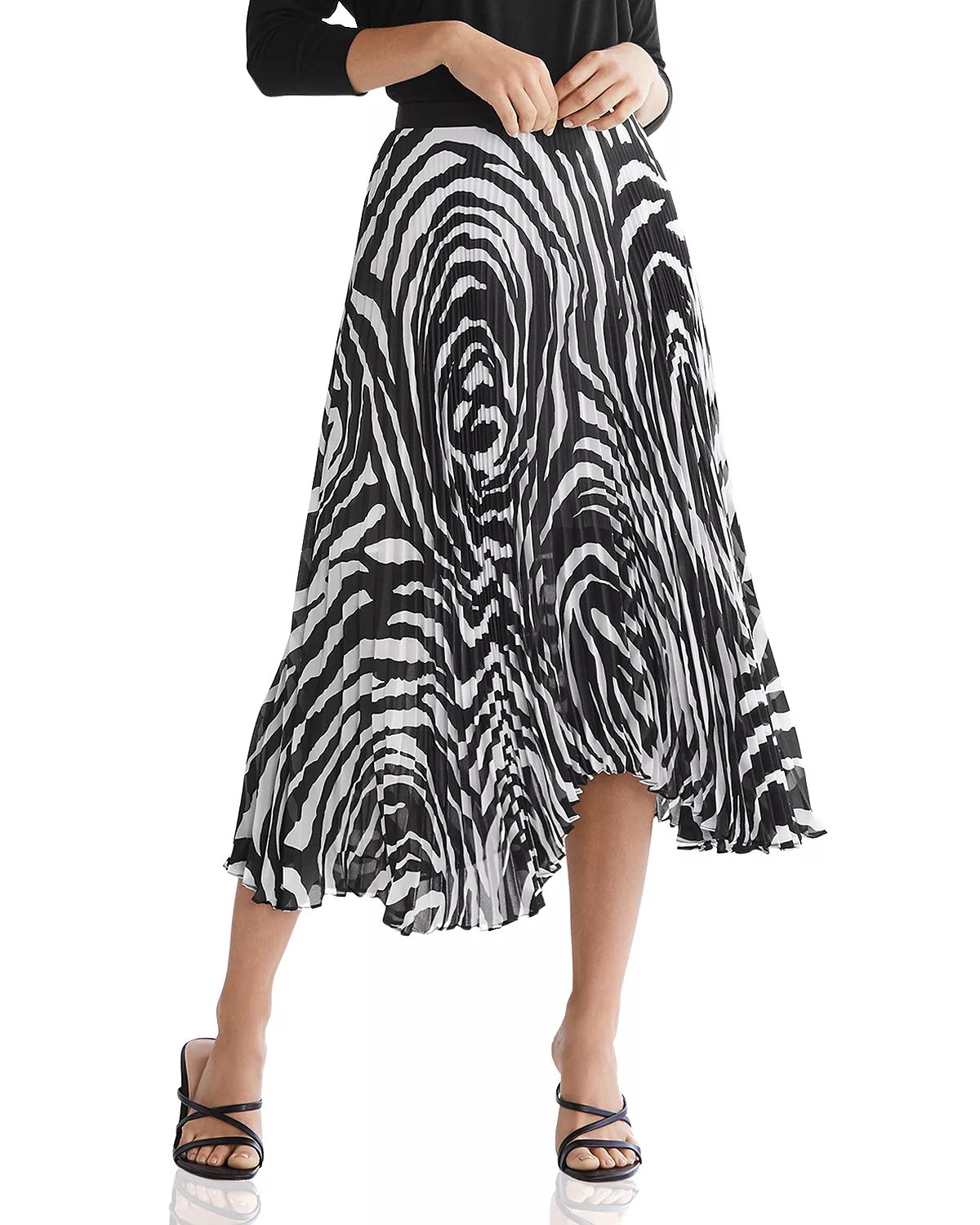Zebra print pleated skirt