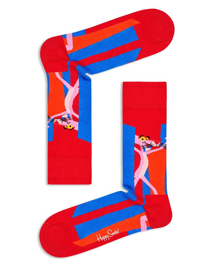 Happy Socks Pink Panther Crew Socks In Medium Red