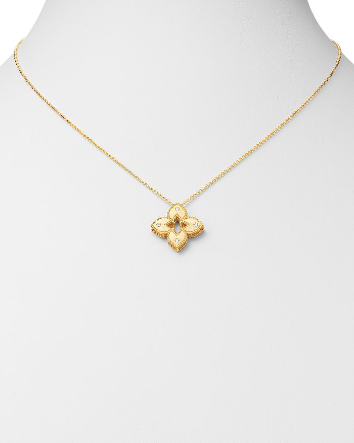 Shop Roberto Coin 18k Yellow Gold Petite Venetian Princess Diamond Pendant Necklace, 17 In White/gold