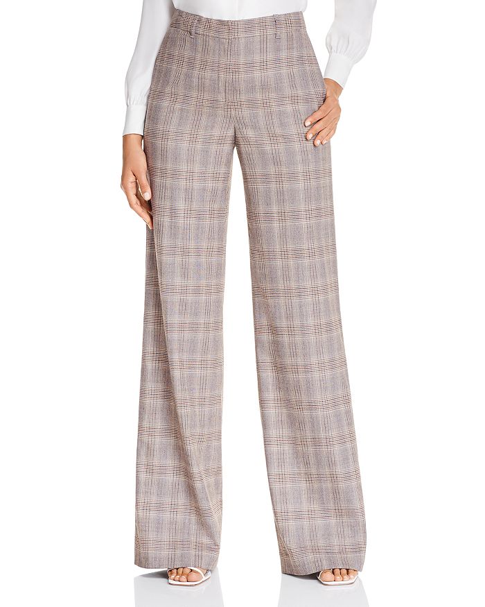 Lafayette 148 Dalton Plaid Wideleg Pants In Truffle Multi ModeSens