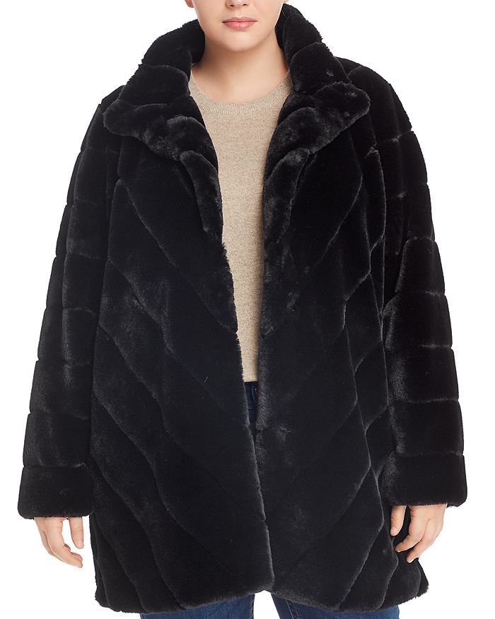 Calvin Klein Plus Faux-fur Coat In Black | ModeSens