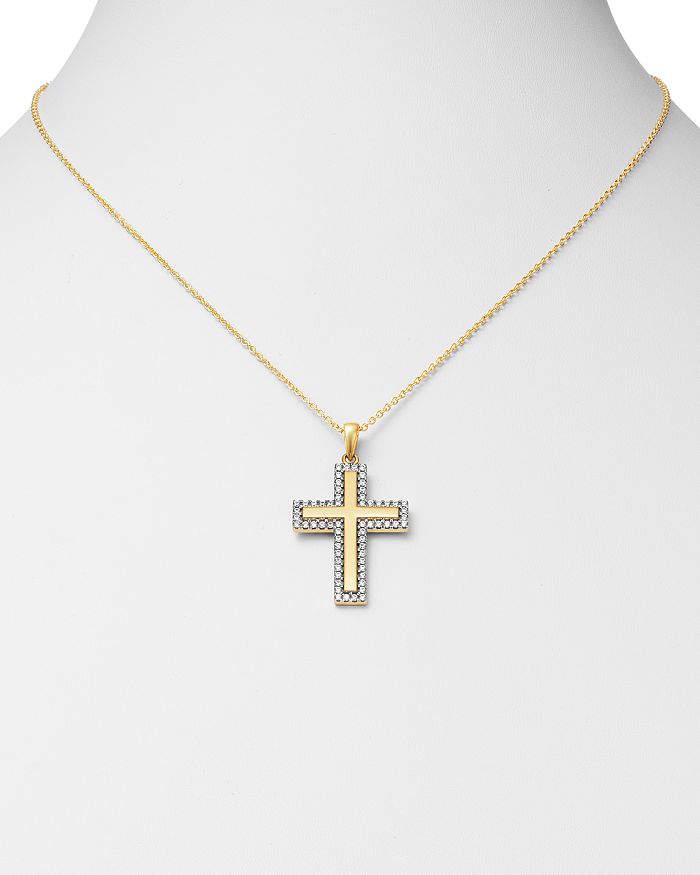 Shop Bloomingdale's Diamond Large Cross Pendant Necklace In 14k Yellow Gold, 0.70 Ct. T.w. - 100% Exclusive In White/gold