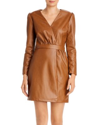 cognac leather dress