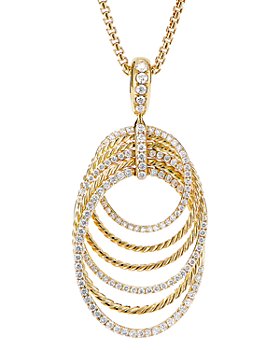 David Yurman - 18K Yellow Gold Origami Pendant Necklace with Diamonds, 32"
