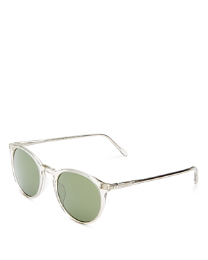 Oliver Peoples Unisex O'malley Round Sunglasses, 48mm In Gray/green Solid