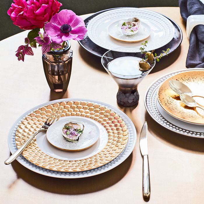 Shop L'objet Perlee Gold Dessert Plate In Gold And White