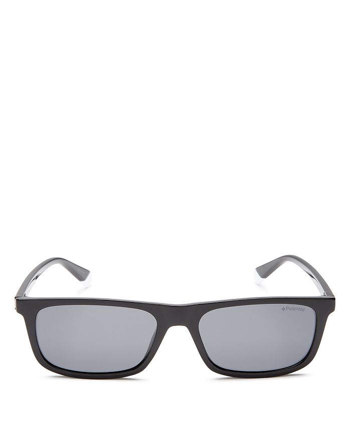 Polaroid Unisex Polarized Square Sunglasses, 51mm In Black/gray Polarized