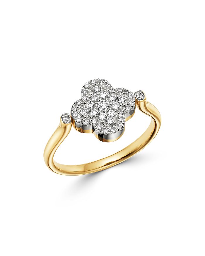 Bloomingdale's Black Onyx & Diamond Reversible Clover Ring In 14k Yellow Gold - 100% Exclusive In Multi/gold