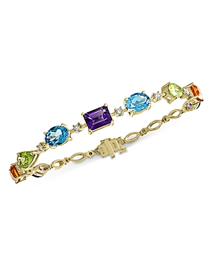 Bloomingdale's Rainbow Gemstone & Diamond Bracelet in 14K Yellow Gold - 100% Exclusive