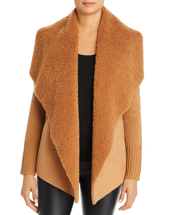 Bagatelle Draped Faux Shearling Sweater Jacket Bloomingdale S