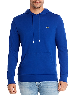 Lacoste Long Sleeve Jersey Hooded Tee In Captain Blue