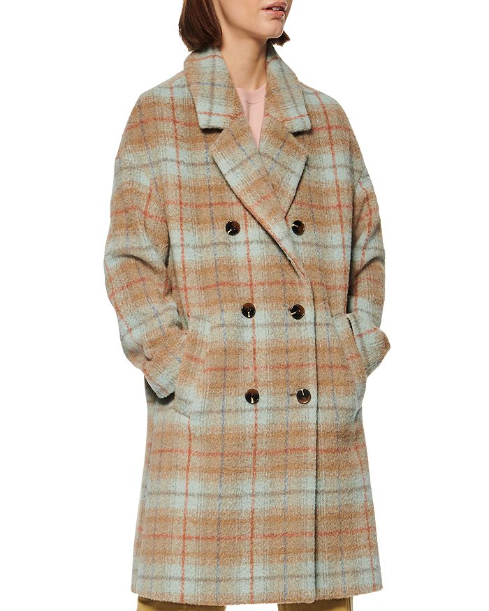 MARC NEW YORK PLAID DOUBLE-BREASTED COAT,MW9AX637