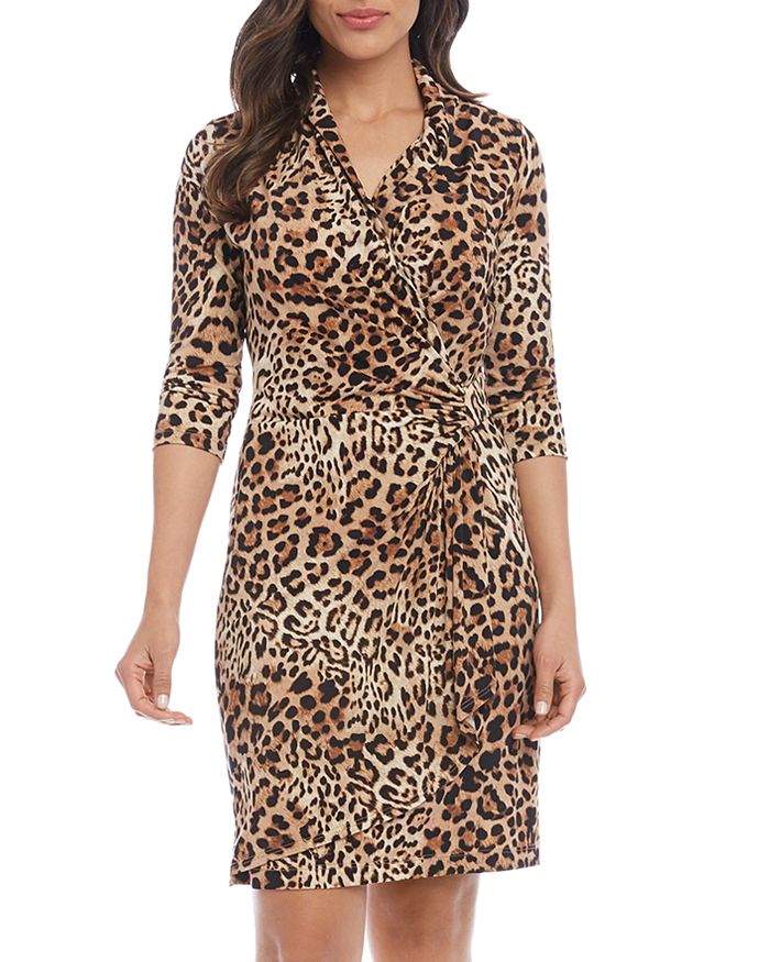 Karen Kane Cascade Leopard Print Faux Wrap Dress | Bloomingdale's