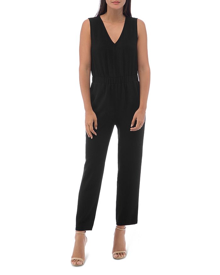 B Collection By Bobeau Sleeveless Racer Stripe Jumpsuit In Black