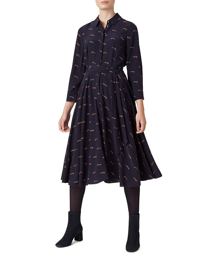 HOBBS LONDON LAINEY FOX PRINT SHIRT DRESS 021958689021L00