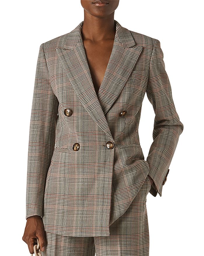 Whistles Hourglass Glen Plaid Double-Breasted Blazer | Bloomingdale's