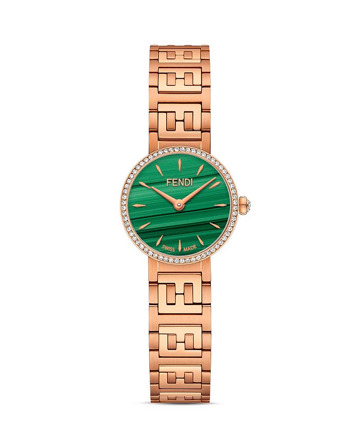Fendi Watch, 19mm In Green/rose Gold
