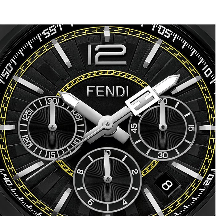 Fendi Momento Chronograph, 46mm In Black/gold