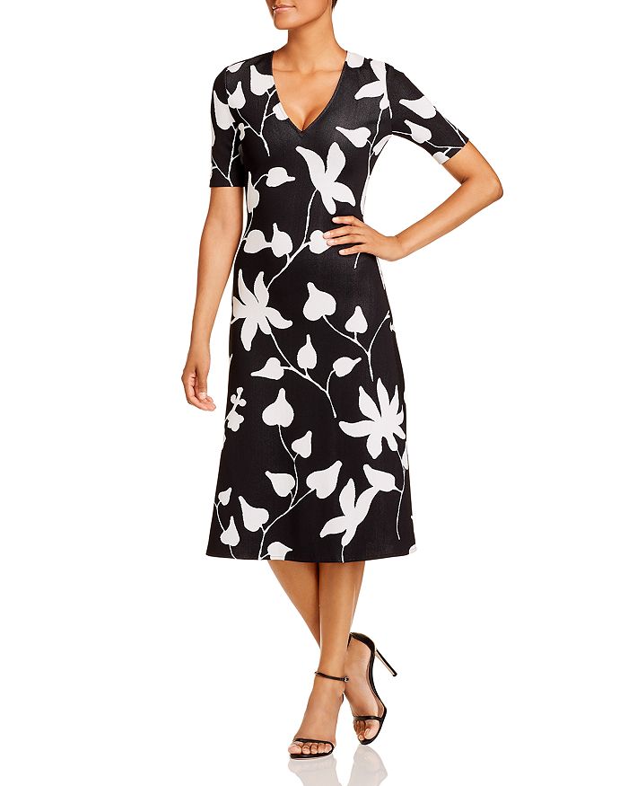 St John Floral Jacquard Knit V Neck Midi Dress Bloomingdale S
