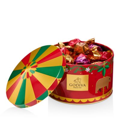 Godiva® - Holiday Carousel G Cube Truffle Tin, 30 Pieces