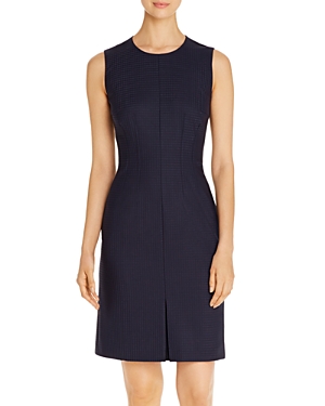 BOSS DASURIA SLEEVELESS CHECKED SHEATH DRESS,5041441697500