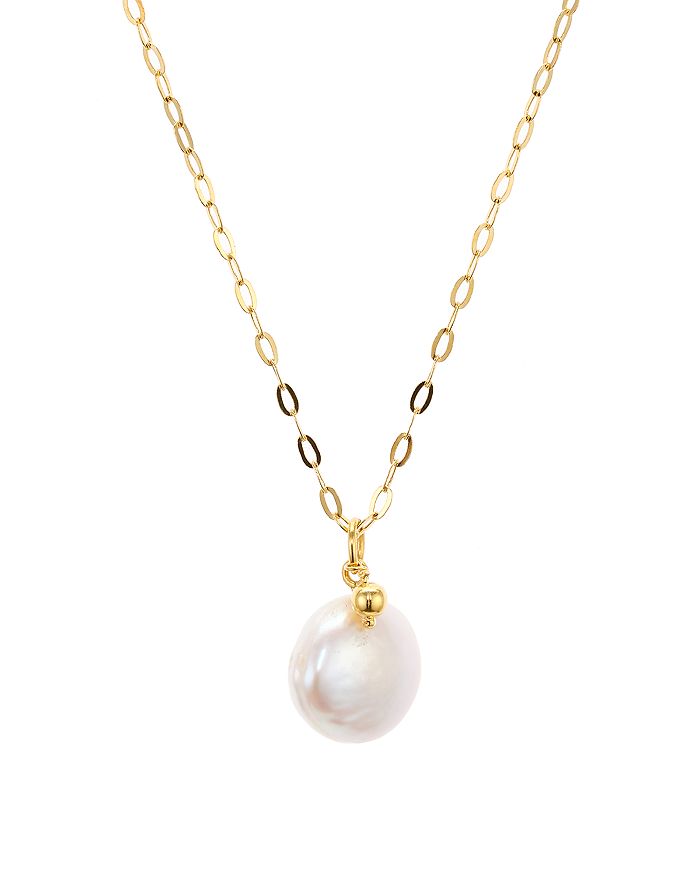 Argento Vivo Cultured Freshwater Pearl Pendant Necklace In 18k Gold-plated Sterling Silver, 16-18 In White/gold