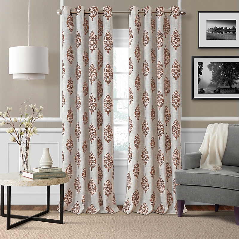 Elrene Home Fashions Navara Medallion Room Darkening Curtain Panel, 52 X 84 In Red