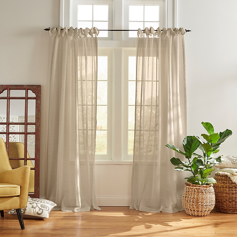 Elrene Home Fashions Vienna Tie-top Sheer Curtain Panel, 52 X 84 In Beige