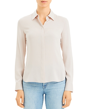 Theory Classic Fitted Shirt In Powder Pink