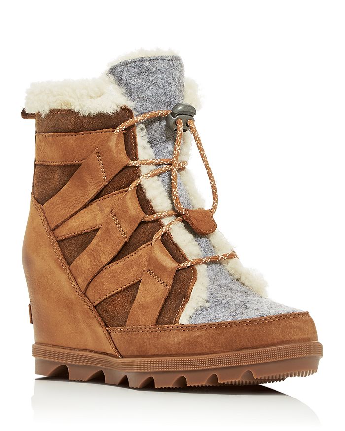 sorel joan of arctic ii leather waterproof wedge bootie