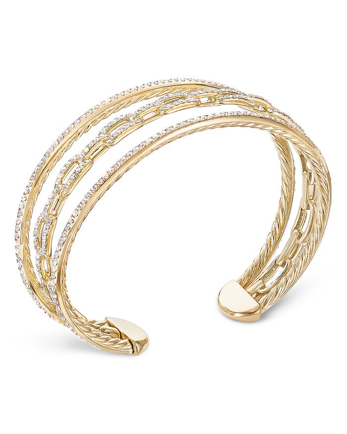 David Yurman 18K Yellow Gold Stax ThreeRow Chain Link Bracelet with