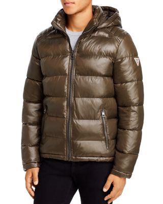 guess men's quilted jacket with fleece collar