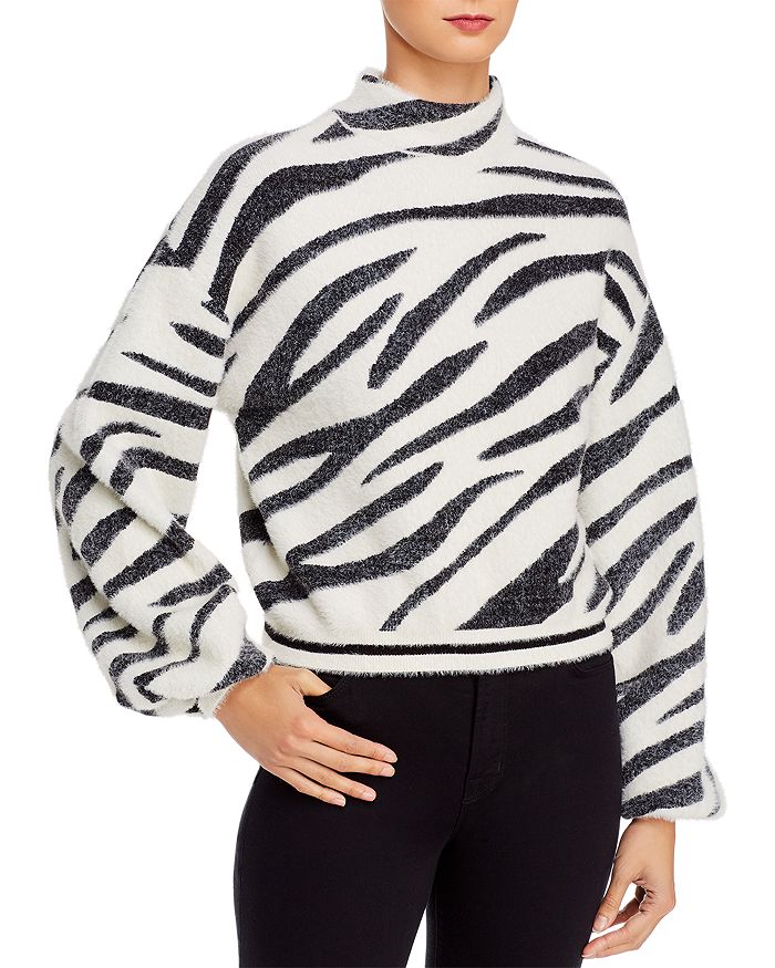 Bardot Balloon-sleeve Zebra Stripe Sweater