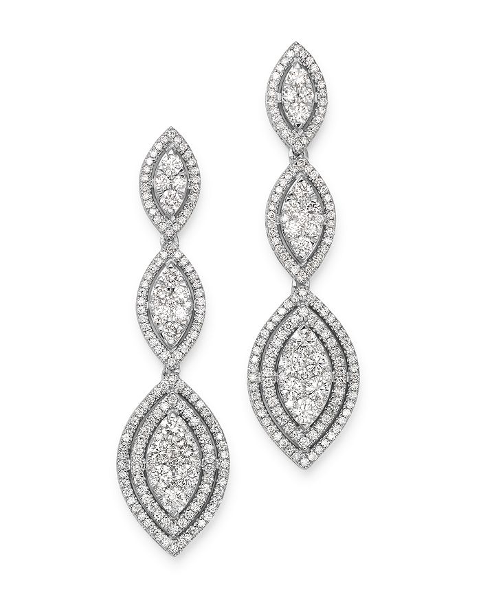 Bloomingdale's Cluster Diamond Statement Drop Earrings In 14k White Gold, 3.0 Ct. T.w. - 100% Exclusive