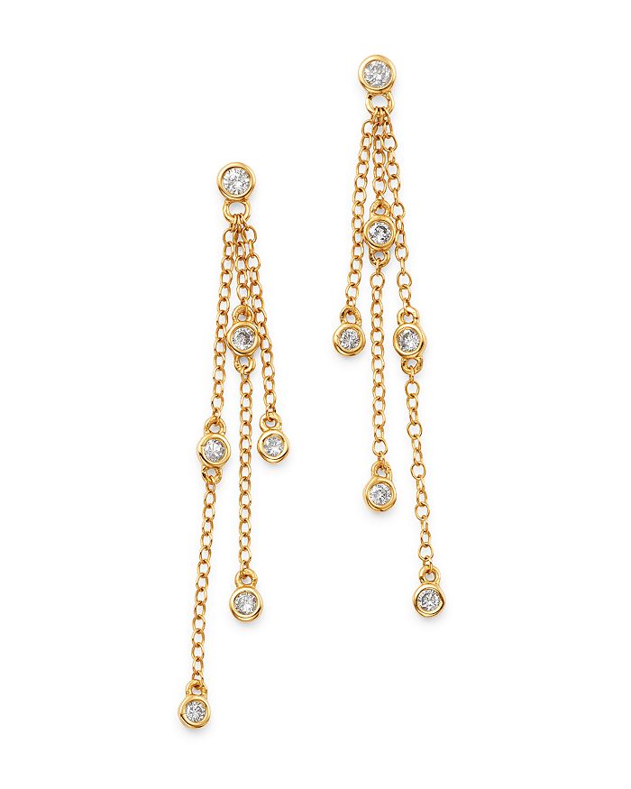 Bloomingdale's Diamond Bezel-Set Chain Drop Earrings in 14K Yellow Gold ...
