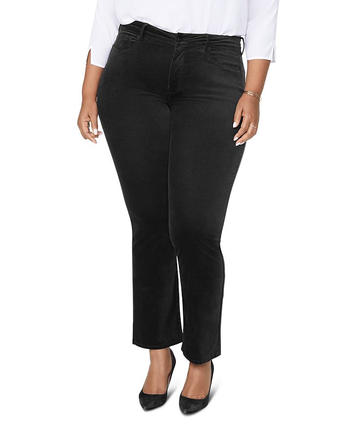 NYDJ Plus Marilyn Velvet Straight-Leg Jeans in Black | Bloomingdale's