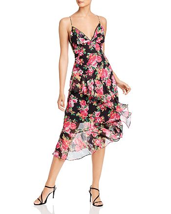 AQUA Ruffled Floral Midi Dress - 100% Exclusive | Bloomingdale's