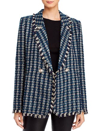 AQUA Plaid Tweed Double-Breasted Blazer - 100% Exclusive | Bloomingdale's