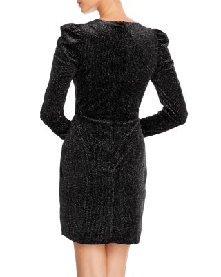 AQUA Glitter Velvet Puff-Sleeve Dress - 100% Exclusive