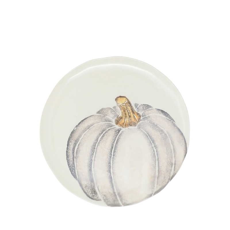 Vietri Pumpkins White Salad Plate In Grey
