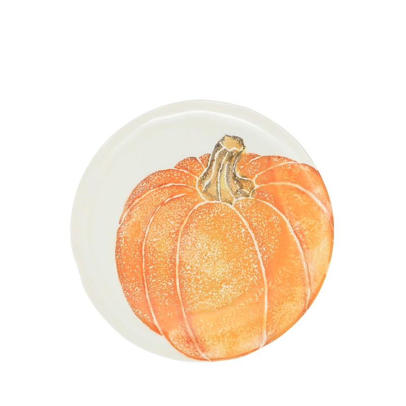 Vietri Pumpkins White Salad Plate In Orange
